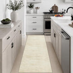 2x6 Washable Runner Rug：Modern Abstract Kitchen Soft Carpet Beige by FXRHLP