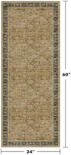 Soft 2x5 Indoor Entryway Floor Mat, Small Runner Rug for Mudroom Kitchen and Bathroom, Non-Slip Low-Pile Washable Stain Resistant, Vintage Rustic Brown and Charcoal Olive Décor - Image 2