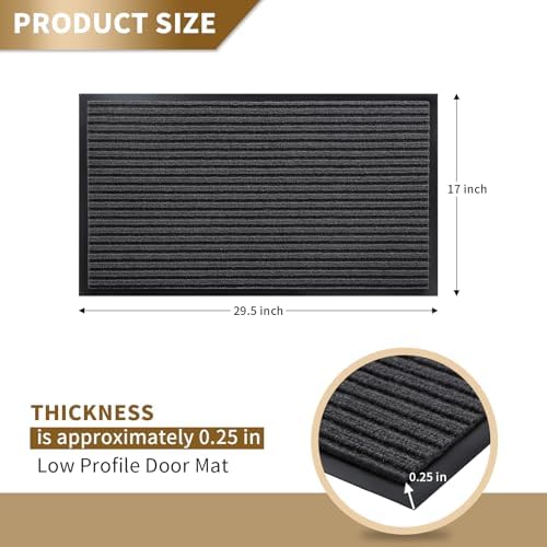 Yimobra Front Door Mat Outdoor Indoor Entrance, 100% Waterproof All-Season All Weather Doormat, Welcome Matt Outside Entry, Non Slip, Low Profile, Heavy Duty Patio Porch Floor Mat,29.5 x 17, Grey - Image 2
