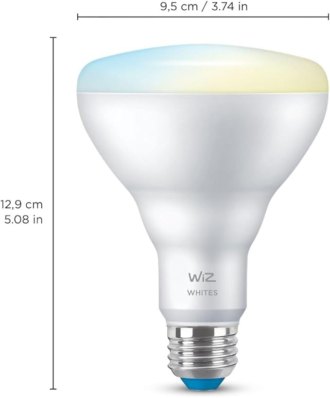 WiZ 65W BR30 Tunable White LED Smart Bulb - Pack of 1 - E26- Indoor - Connects to Your Existing Wi-Fi - Control with Voice or App + Activate with Motion - Matter Compatible