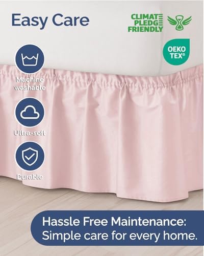 CGK Wrap Around Dust Ruffle Bed Skirt - King Size, 15" Inch, Lavender Pink - Image 6
