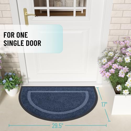OLANLY Half Circle Front Door Mat Outside 29.5x17 All-Season Rubber Doormat - Image 2