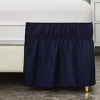 MEILA Wrap Around Bed Skirt for Queen & King Beds, 16" Drop, Navy Blue - Image 4