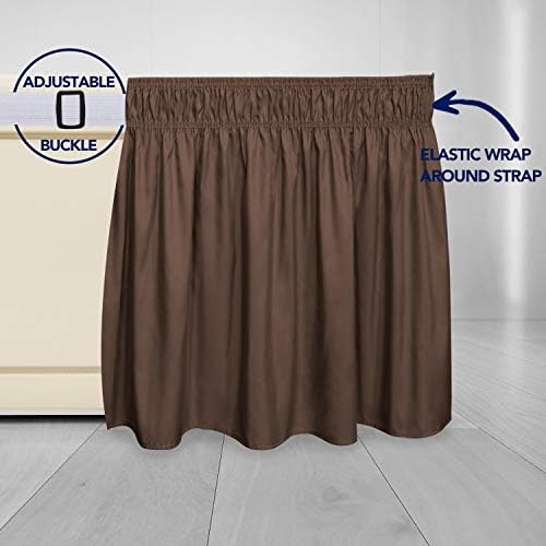 PureFit Wrap Around Ruffled Bed Skirt, Brown, Twin/Full - 14" Drop - Image 4