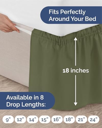 CGK Wrap Around Dust Ruffle Bed Skirt - Full Size, 18" Inch, Sage Green - Image 4