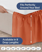 CGK Wrap Around Dust Ruffle Bed Skirt - Queen Size, 15" Inch, Terracotta - Image 4