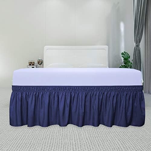 PureFit Wrap Around Ruffled Bed Skirt, Navy, Twin/Full - 18" Drop - Image 2