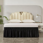 MEILA Wrap Around Elastic Bed Skirt for Queen & King Beds, 24" Drop, Black - Image 2