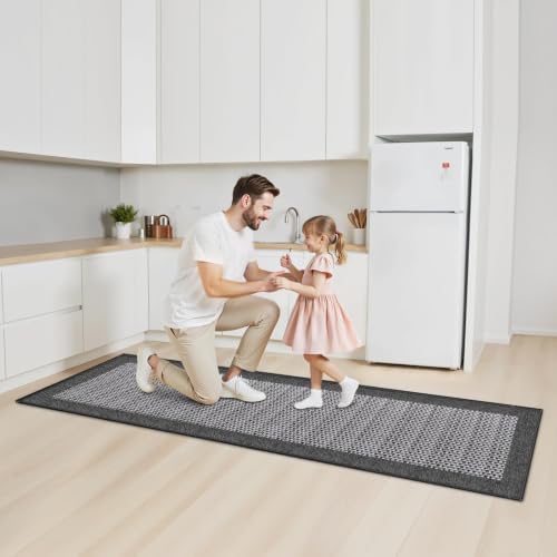 StepRite Kitchen Rugs, Kitchen Mats for Floor, 96"x20" Non-Slip Machine-Washable Kitchen Throw Rug, Absorbent Runner Rugs Office, Sink Standing Desk Mat, Decor Carpet, Grey - Image 6