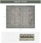 Green Retro 8x10 Washable Area Rugs for Living Room,Bedroom,Dining Room - Image 2