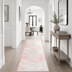 2x6 Washable Runner Rug：Modern Abstract Soft Carpet Pink White - Image 5