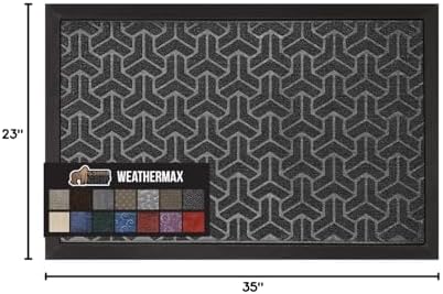 GORILLA GRIP WeatherMAX Door Mat, Indoor Outdoor Use, 35x23, Gray Geometric - Image 2
