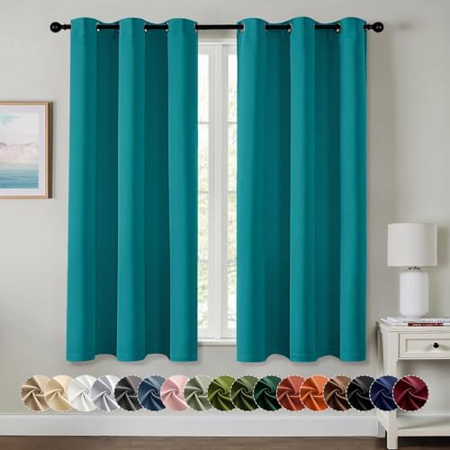 MIULEE Blackout Curtains for Bedroom 2 Panels 40 x 45 Inch Long Teal by MIULEE