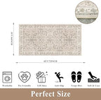 3x6 Kitchen Runner Rug Non Slip Washable - Soft Low Pile Stain-Resistant Wide Carpet Runner for Hallway Entryway Bedroom Bathroom with Rubber Backing - Boho Floral Door Mat(Beige,3x6) - Image 2
