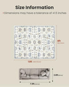 Amada 8x10 Washable Area Rug for Living Room, Blue/White, Vintage Pattern - Image 2