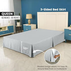 Queen Size Pleated Bed Skirt, Hides Under-Bed Storage 16" Drop, Light Grey - Image 2