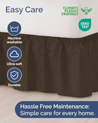 CGK Wrap Around Dust Ruffle Bed Skirt - King Size, 24" Inch, Brown - Image 6