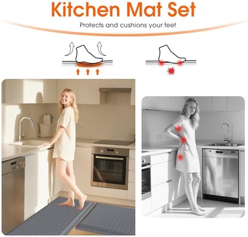 TranquilRelax 4/5 Inch Cushioned Anti Fatigue Kitchen Mats for Floor, Grey - Image 4