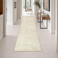 2.6x10 Washable Runner Rug:Modern Abstract Indoor Soft Carpet Beige by FXRHLP