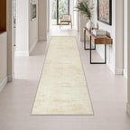 2.6x10 Washable Runner Rug:Modern Abstract Indoor Soft Carpet Beige by FXRHLP