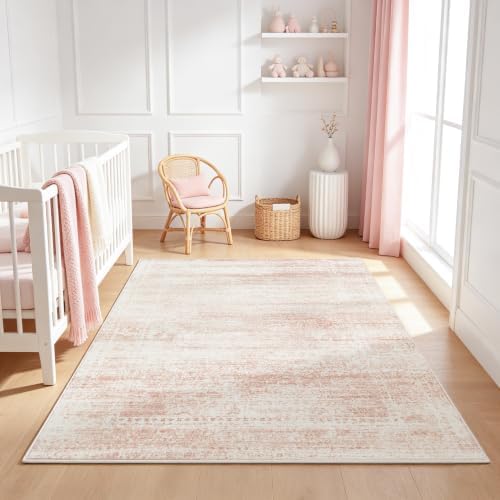 Pink Washable Rugs 4x6 Area Rugs for Living Room,Bedroom,Kids Room,Nursery - Image 3