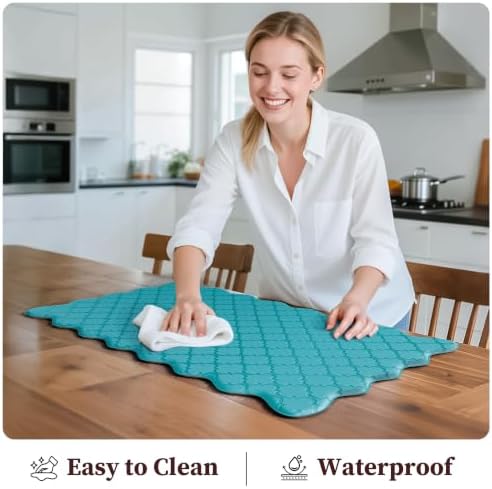 Arenarug Upgrade Scalloped Kitchen Mats for Floor 2PC, Blue Kitchen Rugs - Image 6
