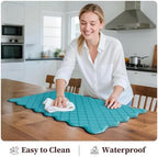Arenarug Upgrade Scalloped Kitchen Mats for Floor 2PC, Blue Kitchen Rugs - Image 6