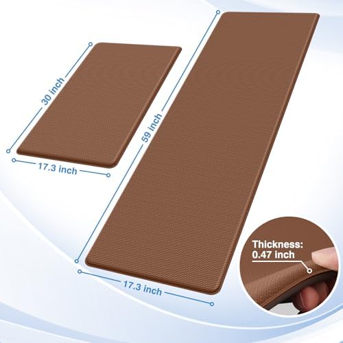 StepRite Kitchen Mats for Floor, 2-Pack Anti-Fatigue Rugs, Terracotta Brown - Image 2