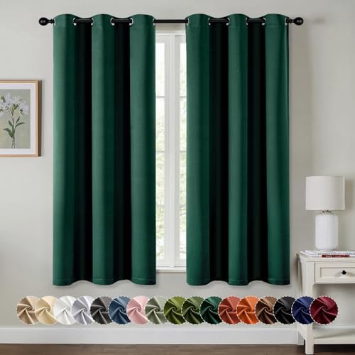 MIULEE Christmas Blackout Curtains for Bedroom 40x54 Inch Long Hunter Green by MIULEE