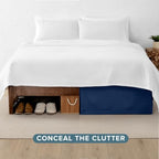 Bare Home Bed Skirt 15-Inch Drop 1800 Ultra-Soft (Full, Dark Blue) - Image 4