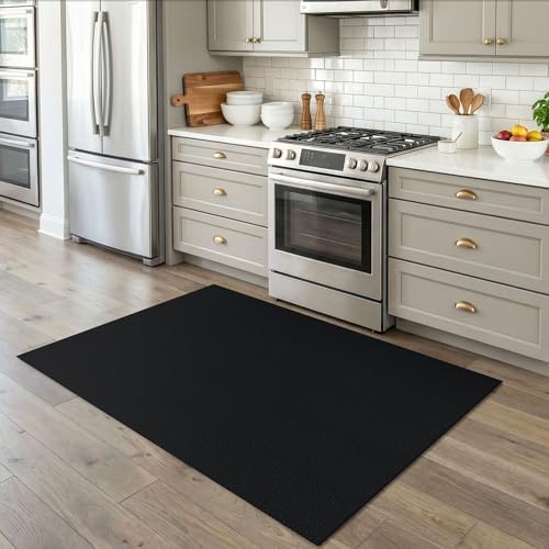 EARTHALL Washable Area Rug, Non Slip Entryway Rug, 4x5 Ft, Black Heather - Image 5