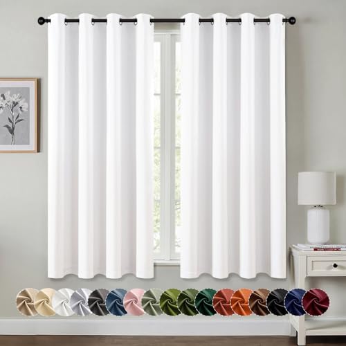 MIULEE Blackout Curtains for Bedroom 2 Panels 50 x 63 Inch Long Pure White by MIULEE