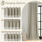 Guken Extra Long 100% Blackout Linen Curtains 102 Inches for Bedroom Ecru - Image 6