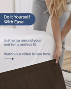CGK Wrap Around Dust Ruffle Bed Skirt - Queen Size, 18" Inch, Brown - Image 3