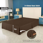 Queen Size Pleated Bed Skirt, Hides Under-Bed Storage 16 Inch Drop, Brown - Image 2