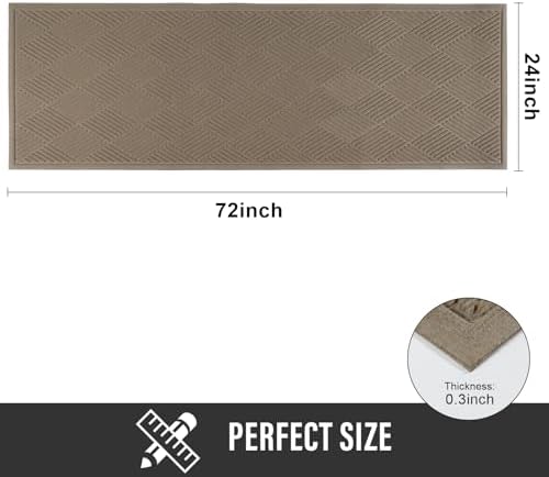 HIYARD Sturdy Front Door Mat, Absorbent Muddy Dirt Resist Welcome Door Mats Outdoor Indoor, Stain and Fade Resistant, Non-Slip Rubber Backing Low Profile Doormat for Entryway, 72×24, Beige - Image 2