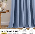 MIULEE Blackout Curtains for Bedroom 2 Panels 40 x 84 Inch Long Denim Blue - Image 5