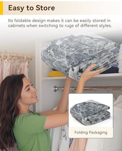 RELEANY Washable Area Rug, 4'x5', Grey/White/Beige - Image 5