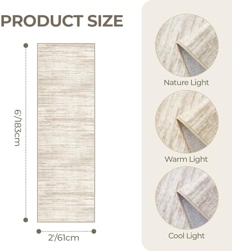2x6 Runner Rug Non Slip,Washable Hallway Runner Rug,Brown - Image 2