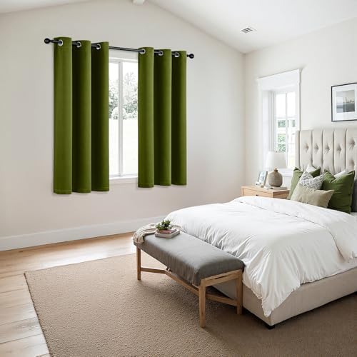 MIULEE Blackout Curtains for Bedroom 2 Panel 40"x63" Long Light Olive Green - Image 6