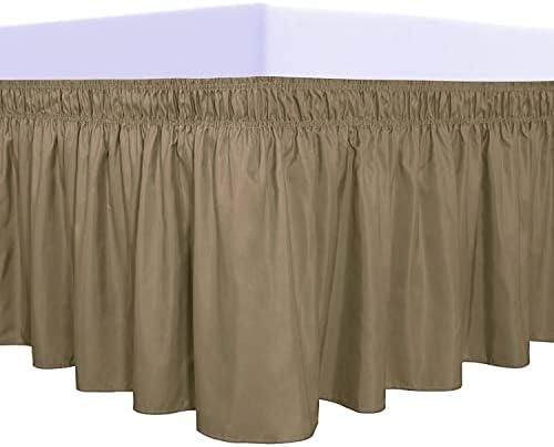 PureFit Wrap Around Ruffled Bed Skirt, Camel, Twin/Full - 22" Drop by PureFit