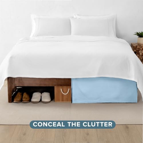 Bare Home Bed Skirt 15-Inch Drop 1800 Ultra-Soft (Twin, Light Blue) - Image 4