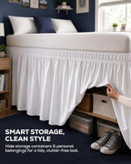 Dorm Room Bed Skirt Twin XL, Dorm Room Essentials, 32 Inch Drop, White - Image 7