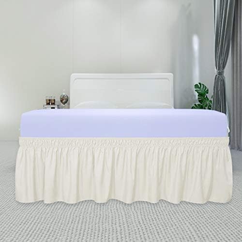 PureFit Wrap Around Ruffled Bed Skirt, Ivory, Queen/King - 18" Drop - Image 2
