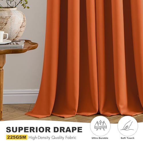 MIULEE Fall Blackout Curtains for Bedroom 2 Panels 40 x 90 Inch Long Orange - Image 5