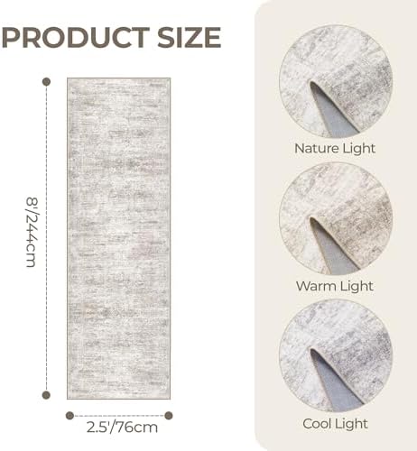 2'6 x 8' Runner Rug Non Slip,Washable Kitchen Rugs,Taupe - Image 2