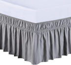 MEILA Wrap Around Bed Skirt Three Fabric Sides Elastic Dust Ruffled 12 Inch Tailored Drop,Easy to Install Fade Resistant-Grey, Queen/King by MEILA