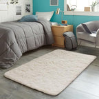 Ophanie 3x5 Rug, Bedside Preppy Dorm Area Rug, College Essentials Non Slip Ivory Small Carpets for Bedroom, Anti Slip Fluffy Living Room Rugs Home Decor with Over 99 pcs Pile fibers - Image 5