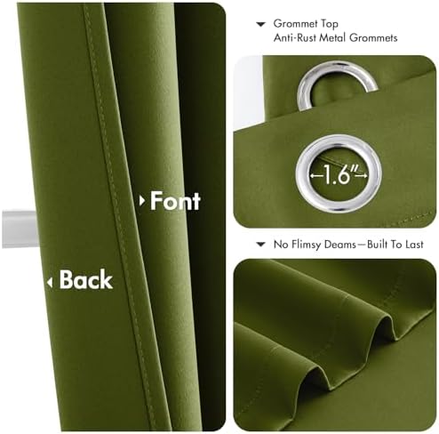 MIULEE Blackout Curtains for Bedroom 2 Panel 40"x84" Long Light Olive Green - Image 4