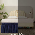 MEILA Wrap Around Bed Skirt for Twin & Full Beds, 14" Drop, Navy - Image 5
